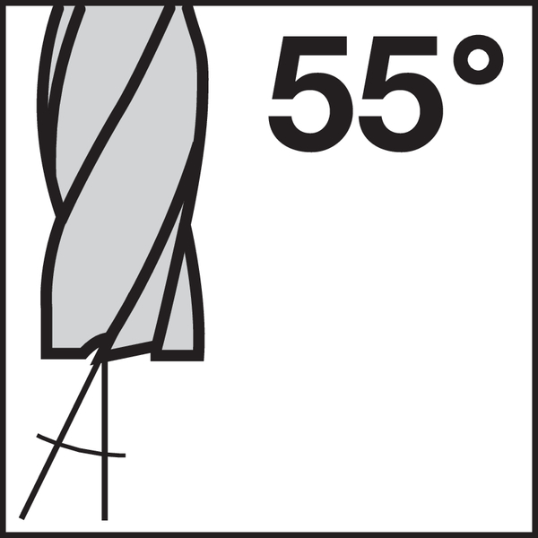 Spiralwinkel (Spanwinkel): 55